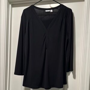 Croft & Barrow Black Fitted 3/4 Sleeve Blouse